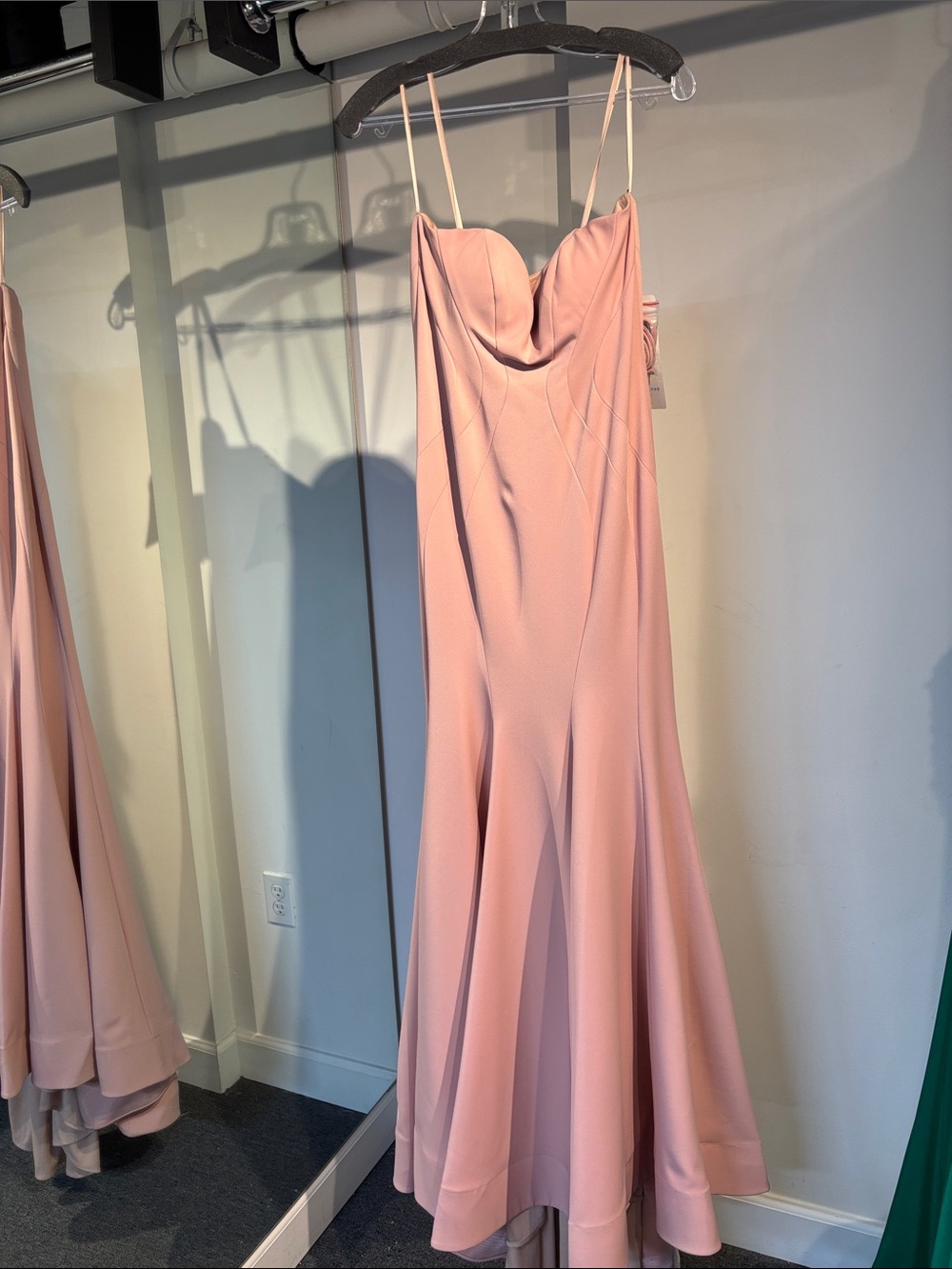 Janique 1821 Blush Spaghetti Strap Evening Gown